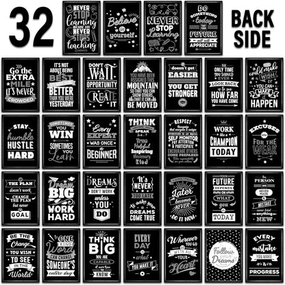 32 Set of 64 Motivational Posters - 1 Free Bonus Poster - Positive Quotes for Classrooms & Bulletin Boards - Teacher Gifts - Growth Mindset for Elementary, Middle, High Schools